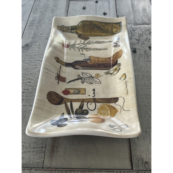 Cypress Home Mediterranean, Olive,‎ Cucina Ceramic Serving/Olive Oil Plate - Picture 2 of 12